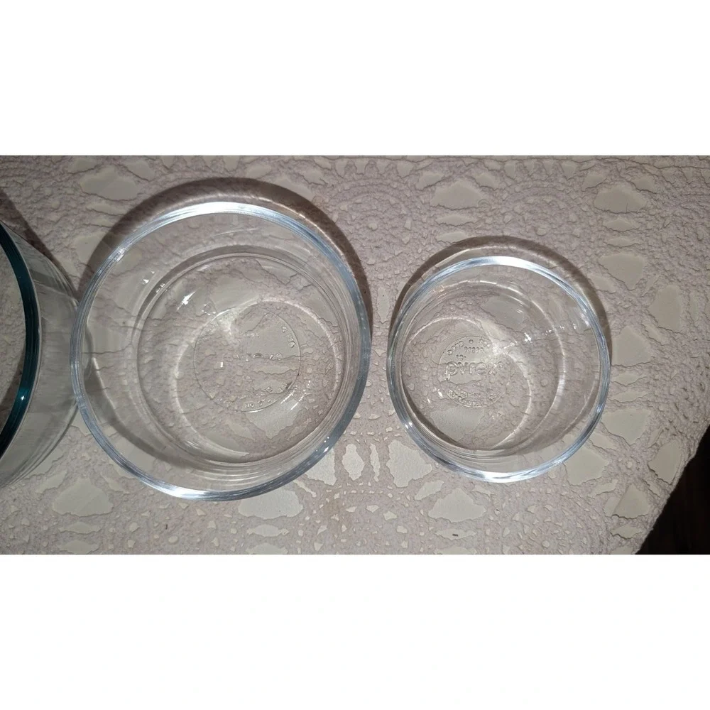 4 piece Set Pyrex Nesting Clear Glass Bowl 7201 7203 7202A‎ 7200A